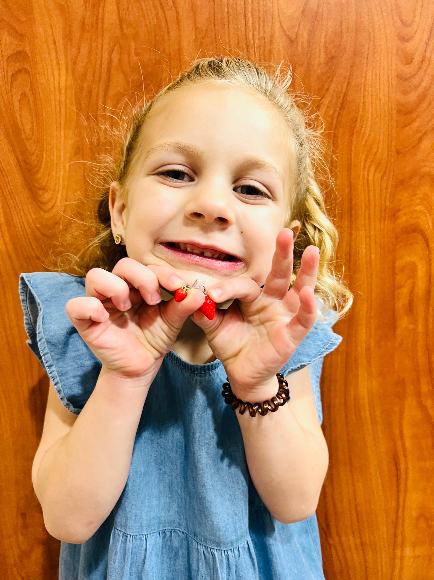 Double Strawberry Charm Necklace on a silver or gold plated Paperclip chain.  SO adorable and appropriate for kids or adults!!