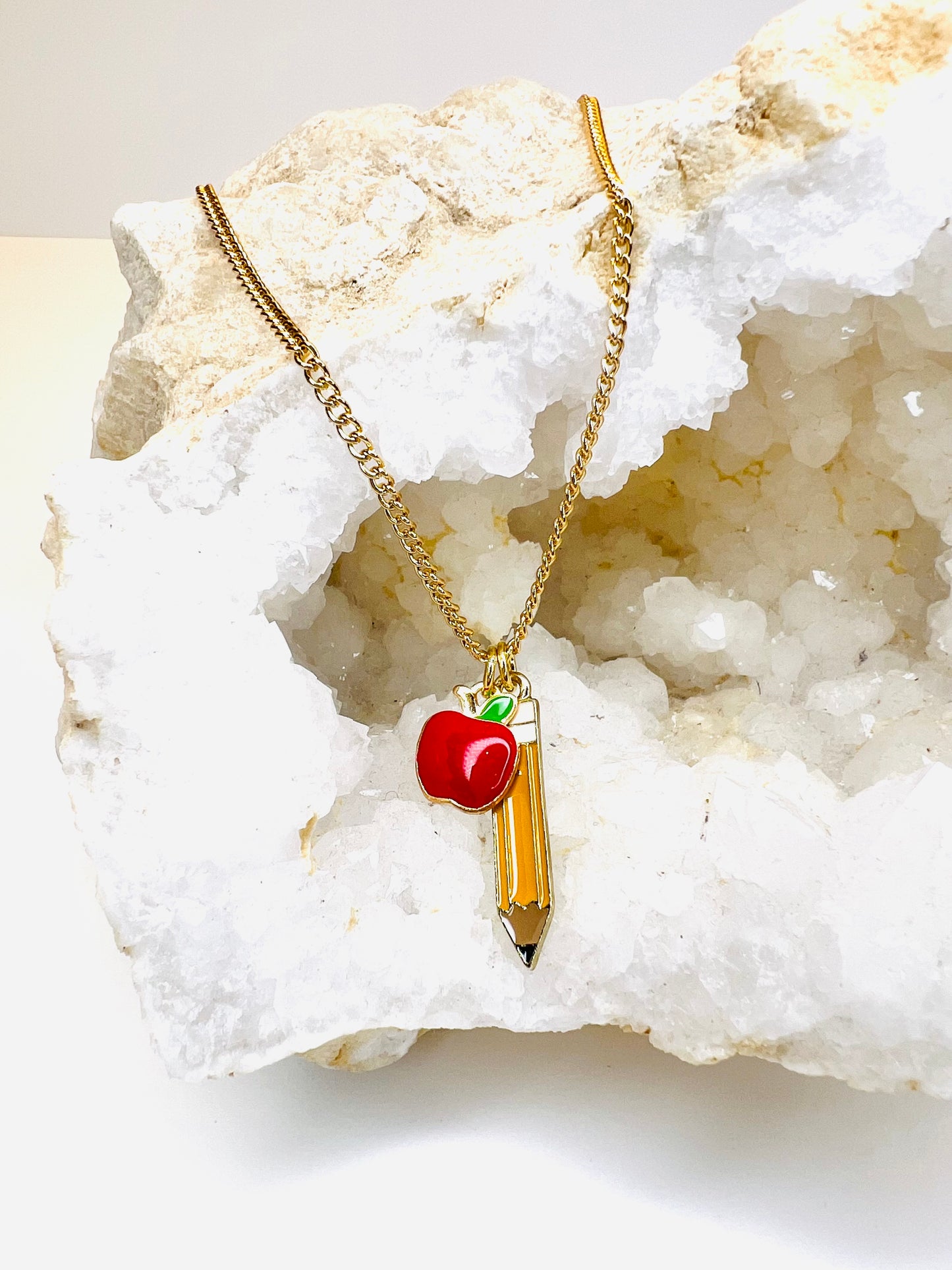 Apple/Pencil Charm Necklace