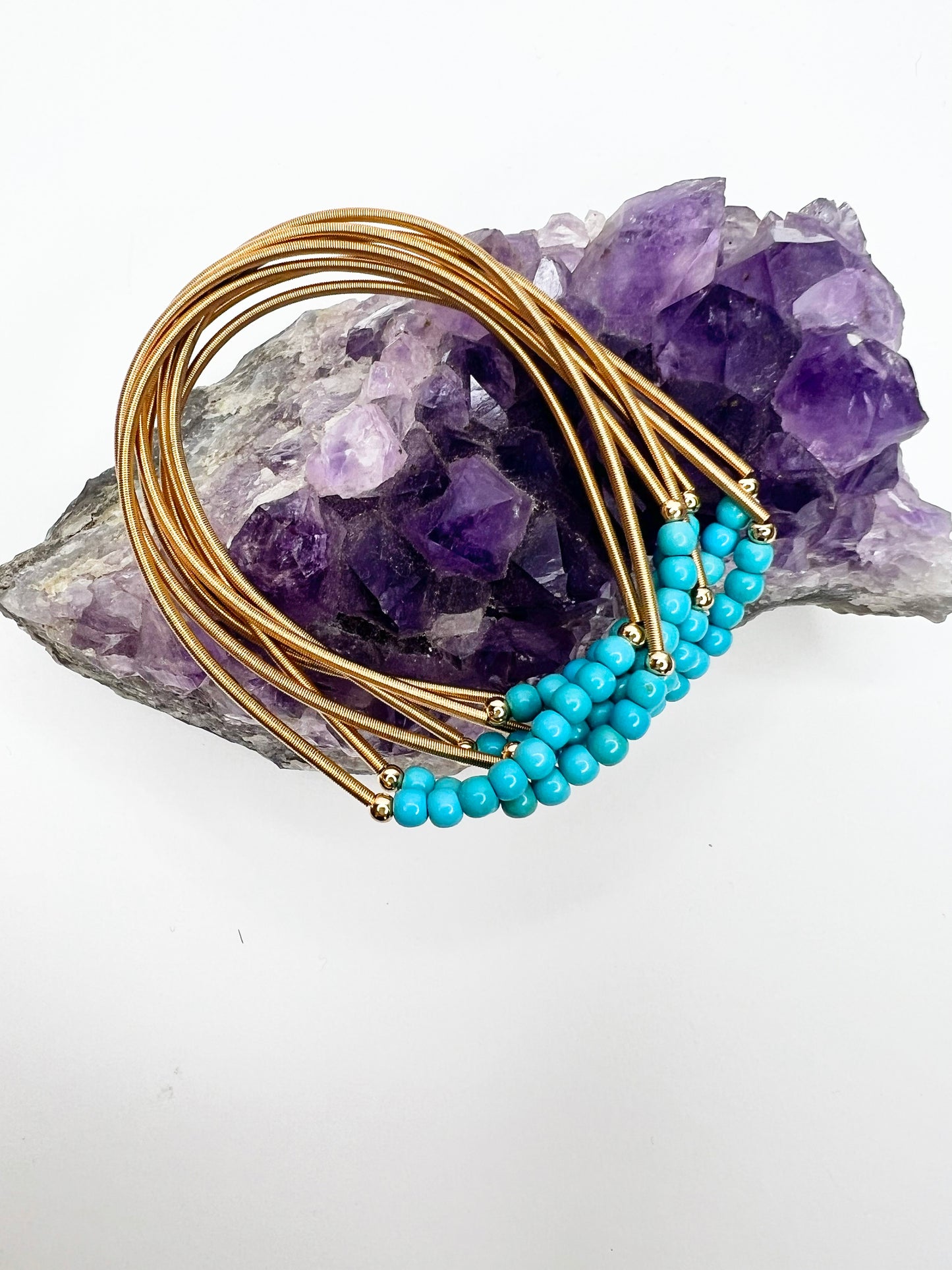 Spring Wire Pearl Bracelet Stack