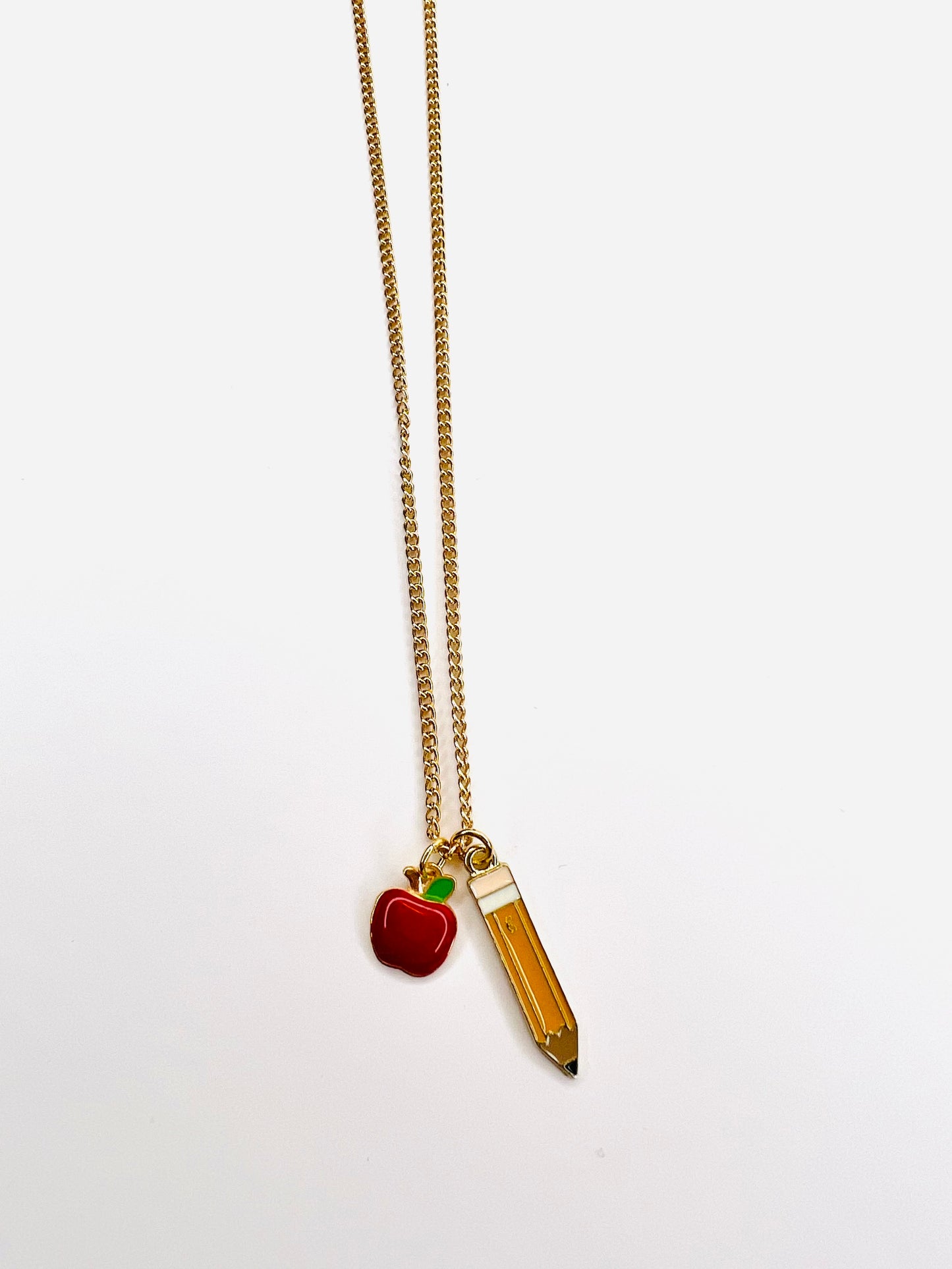 Apple/Pencil Charm Necklace