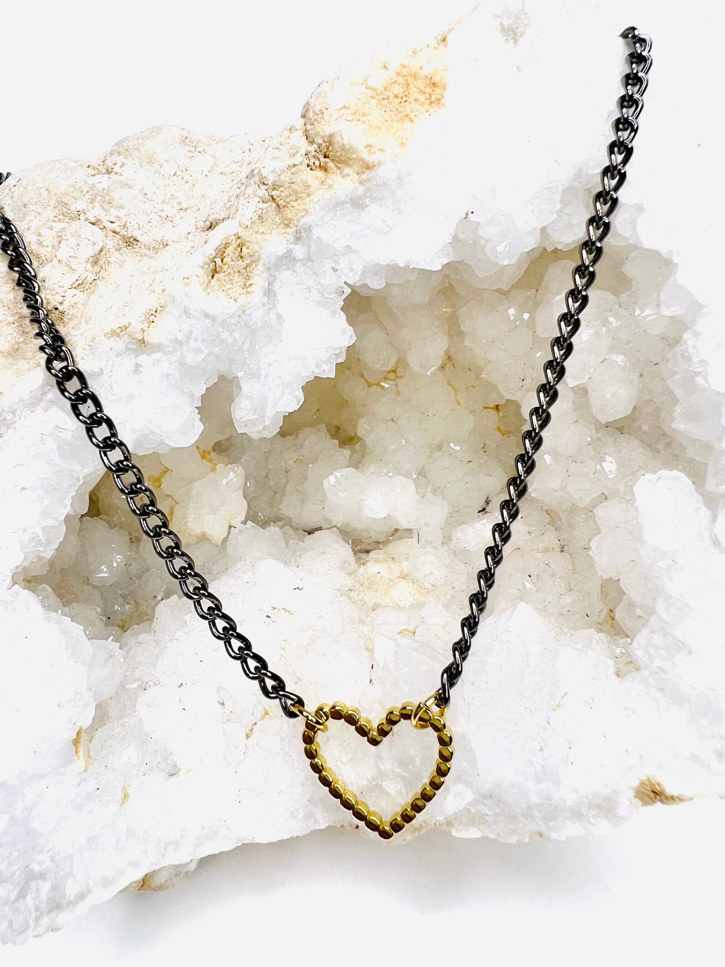 Mixed Metal Open Heart Necklace