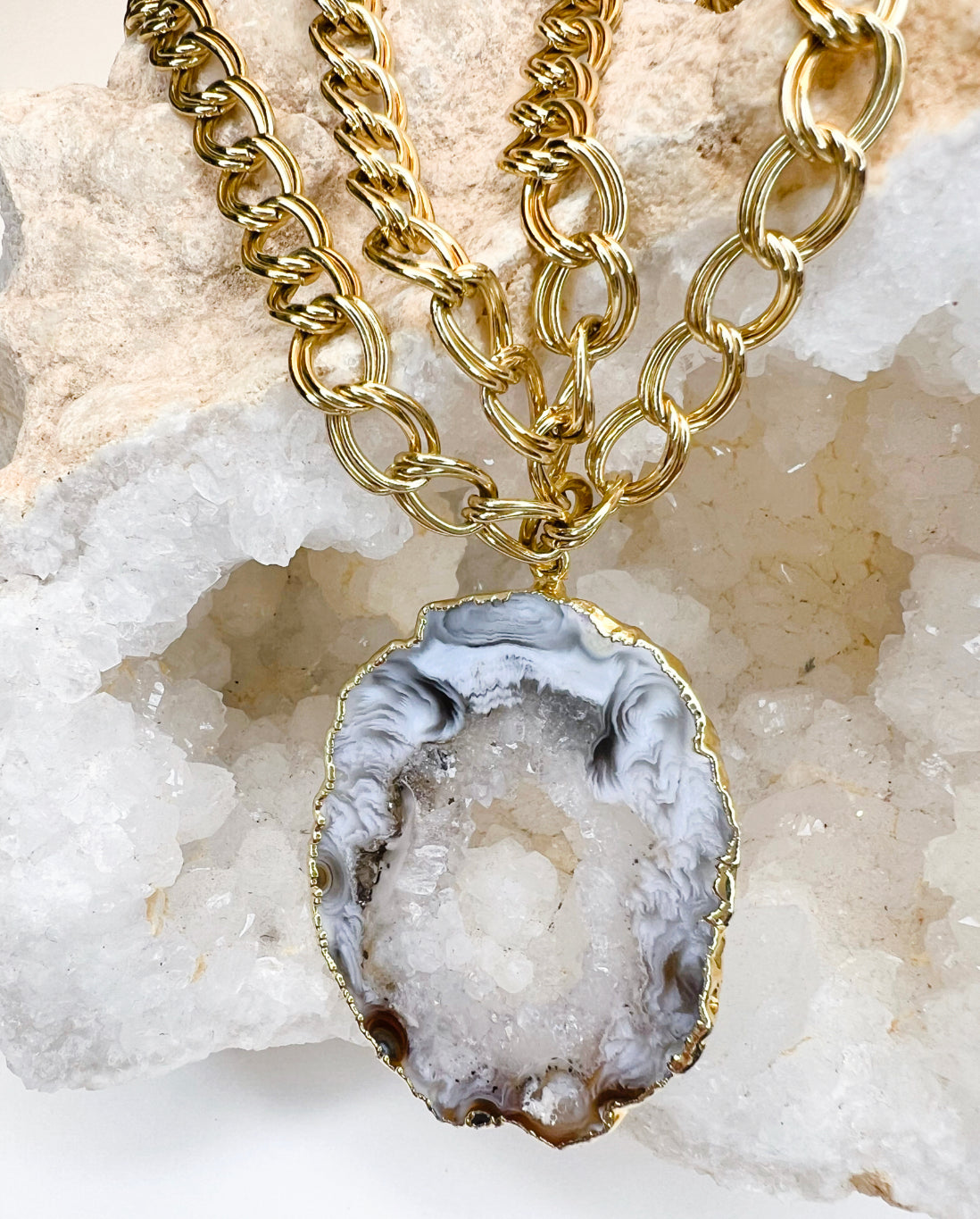 Agate Slice Statement Necklace