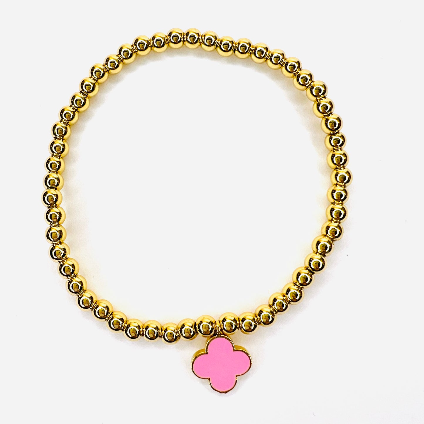 Tiny Enamel Clover Charm Bracelet