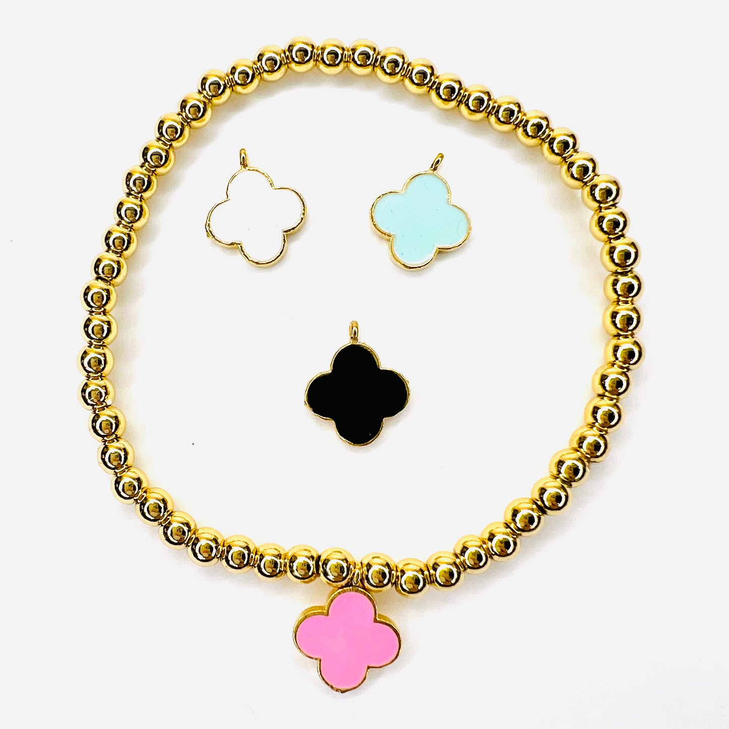 Tiny Enamel Clover Charm Bracelet