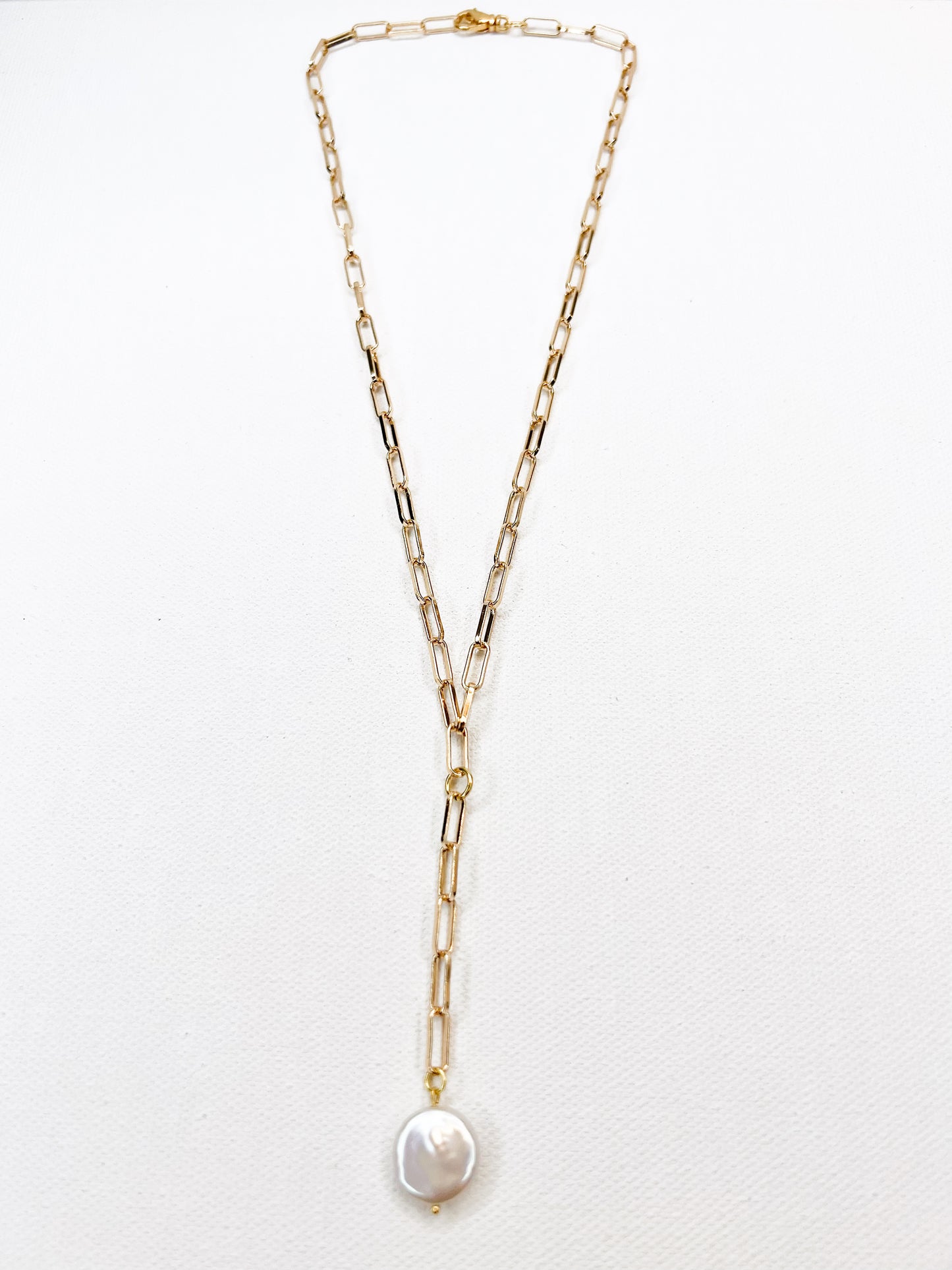 Paperclip Chain Coin Drop Necklace