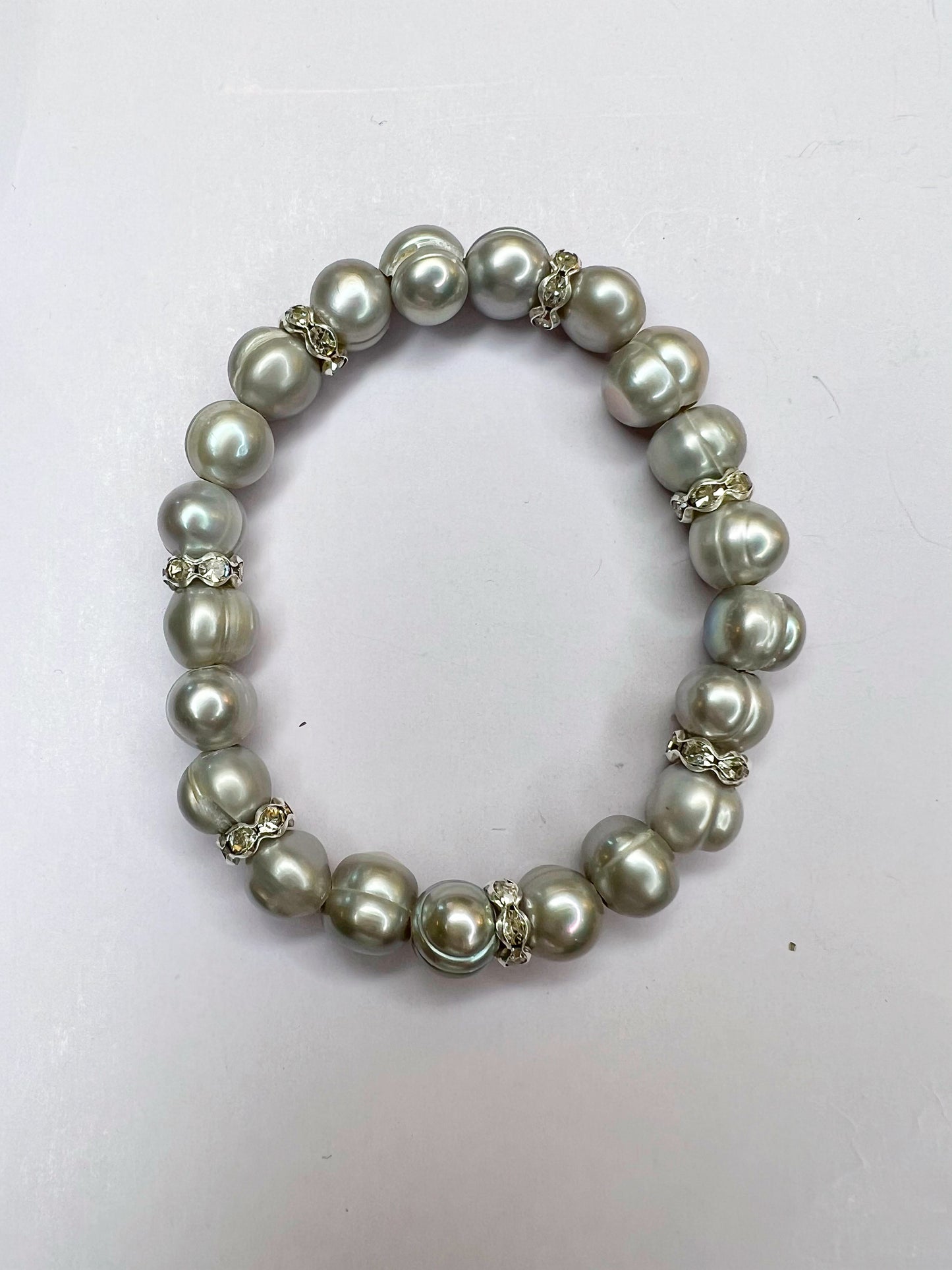 Freshwater pearl & bling bracelet