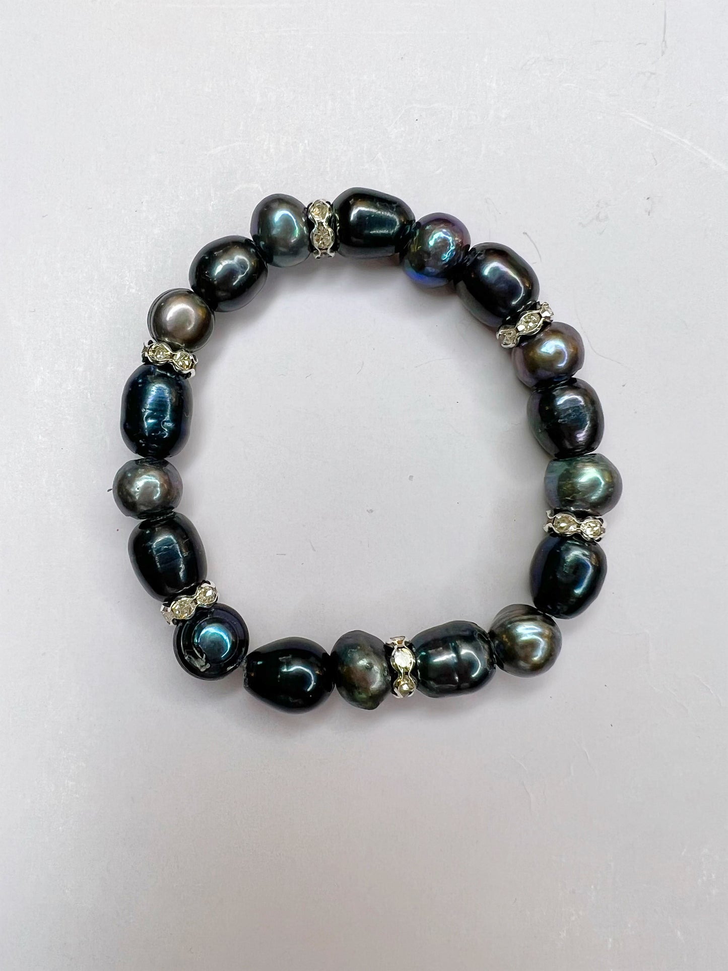 Freshwater pearl & bling bracelet