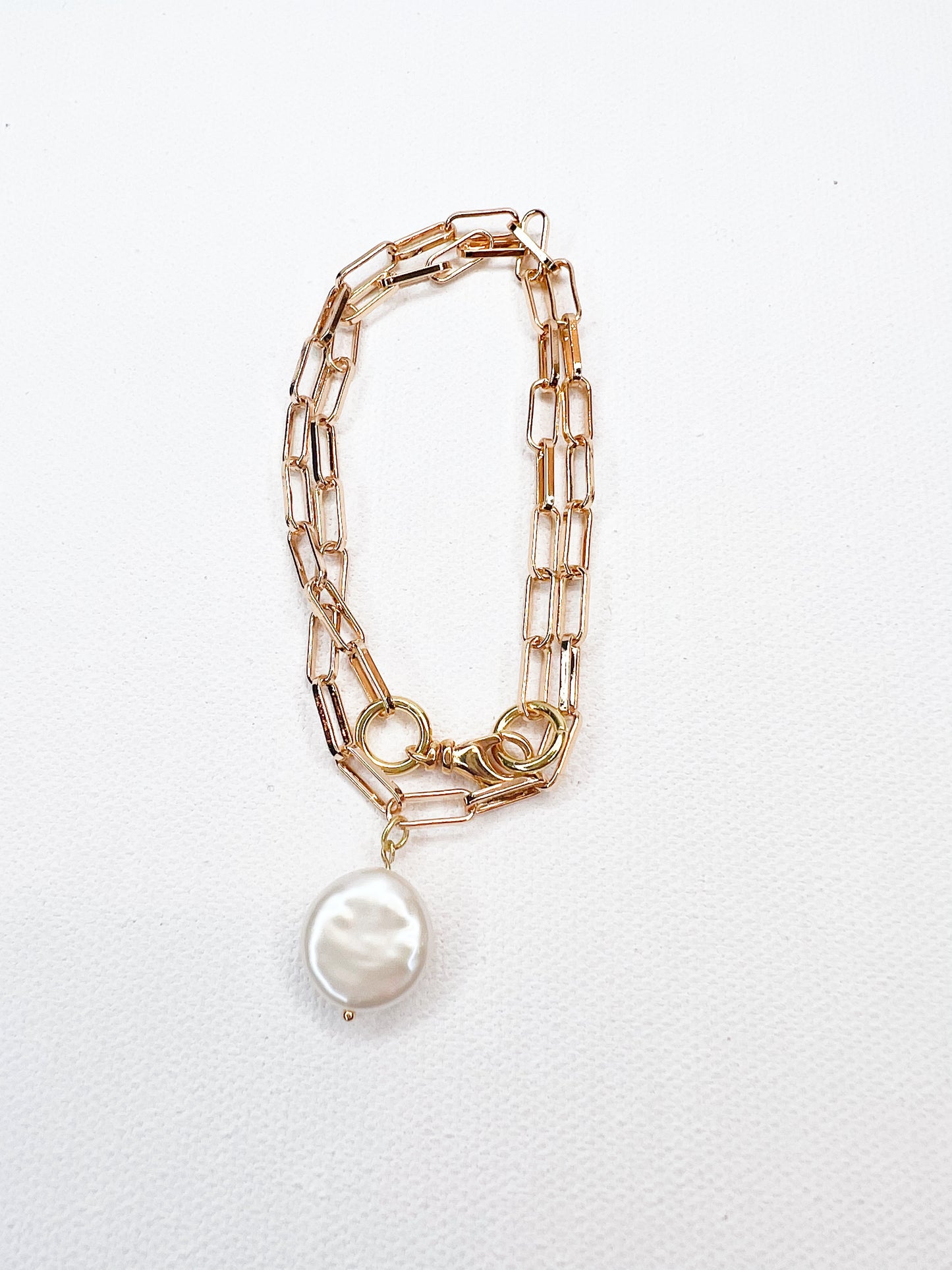 Paperclip Coin Pearl Necklace & Wrap Bracelet