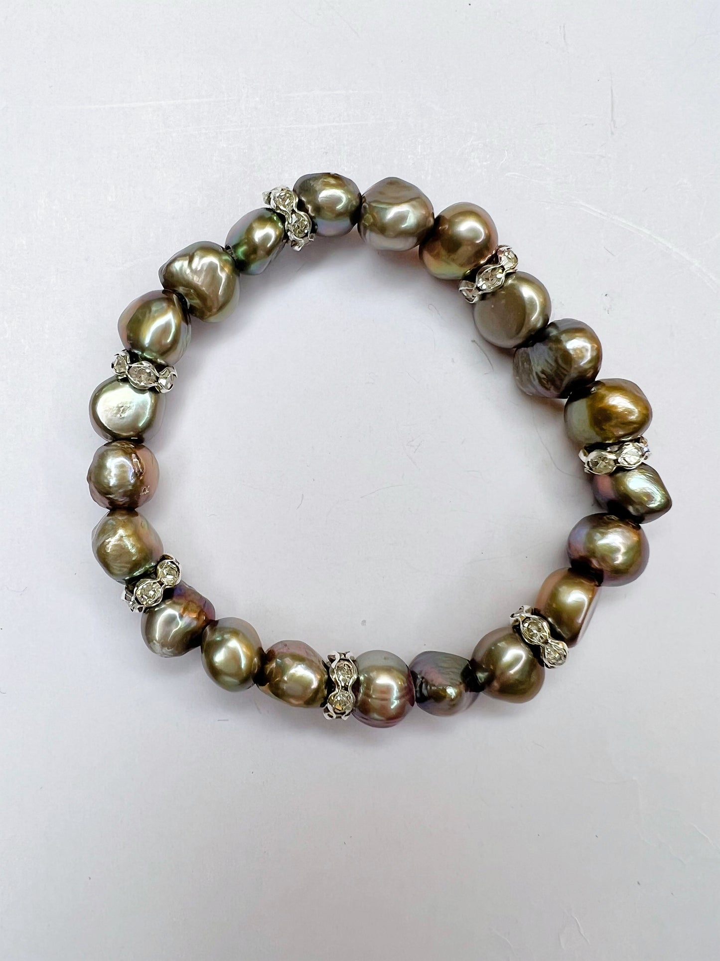 Freshwater pearl & bling bracelet